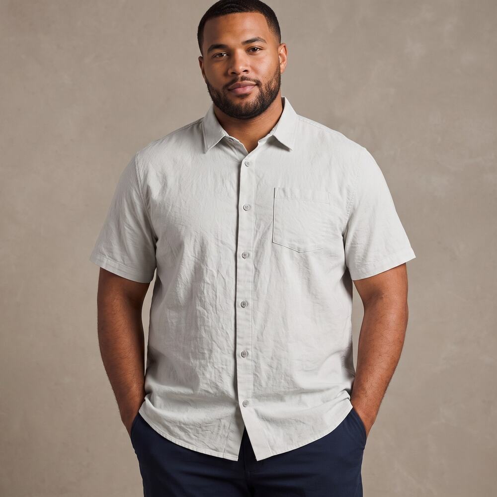 Lululemon Men's XXL Short Sleeve Button Down Shirt Stretch Pocket Bone White